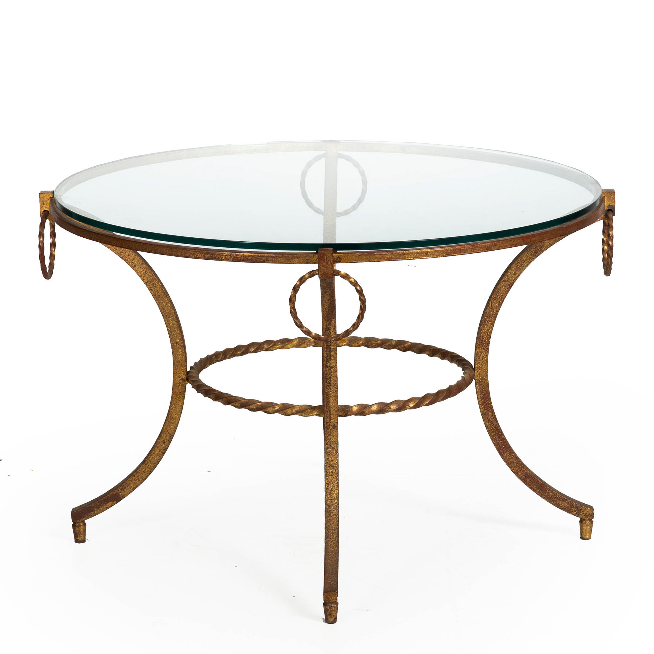 その他 british table and ornamental glass 1956 Creedence Glass Topped Geometric Openwork Bronze Finished Metal