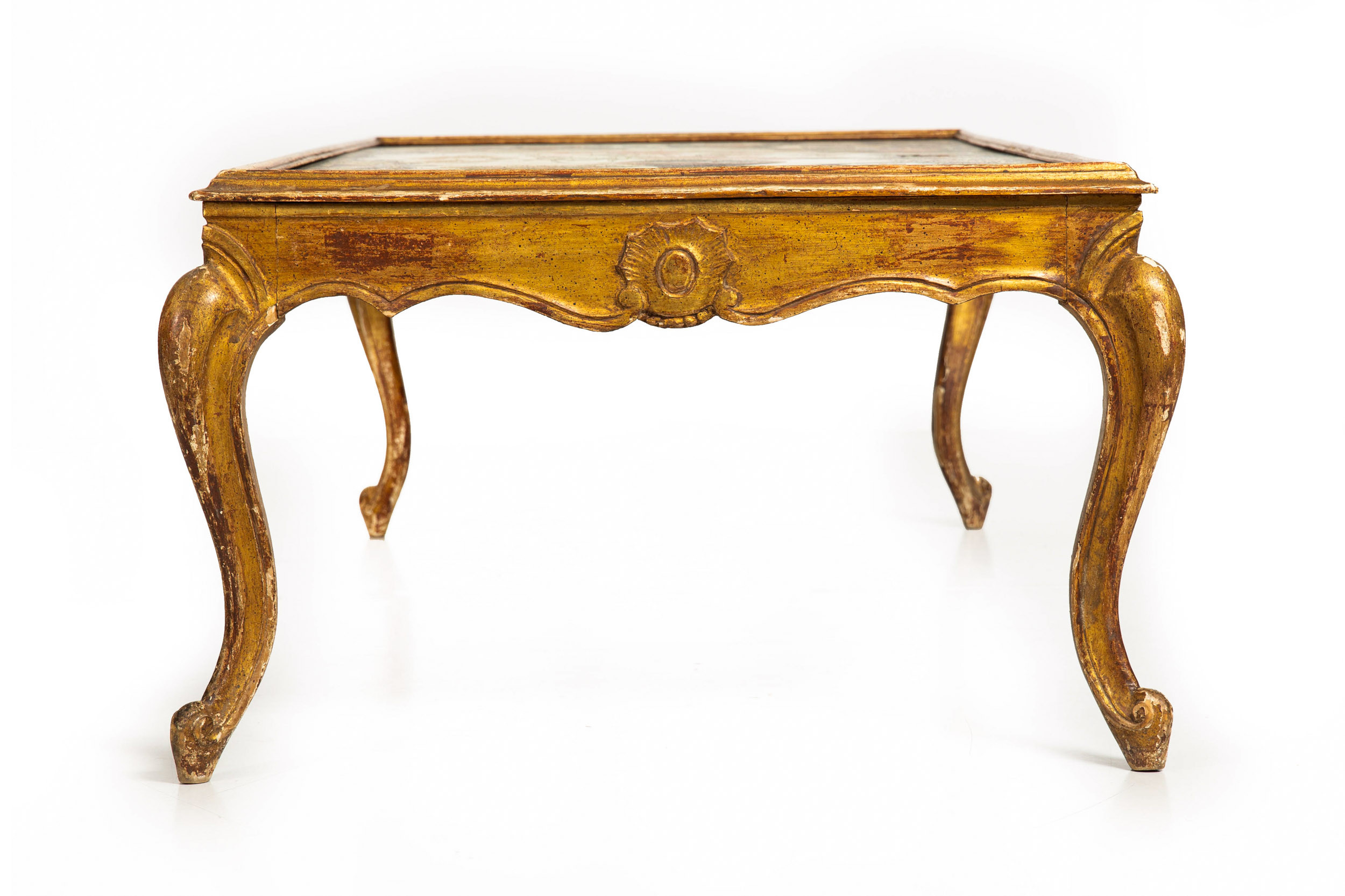 Hollywood Regency Low Coffee Table w/ Polychromed Top