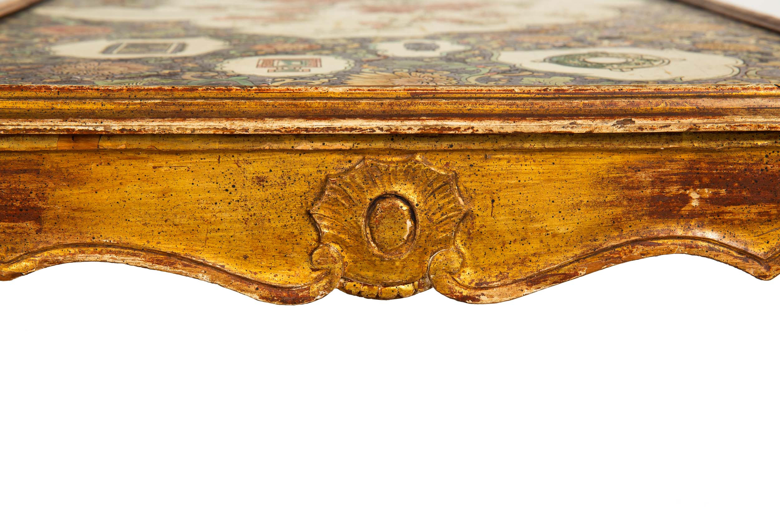 Hollywood Regency Low Coffee Table w/ Polychromed Top