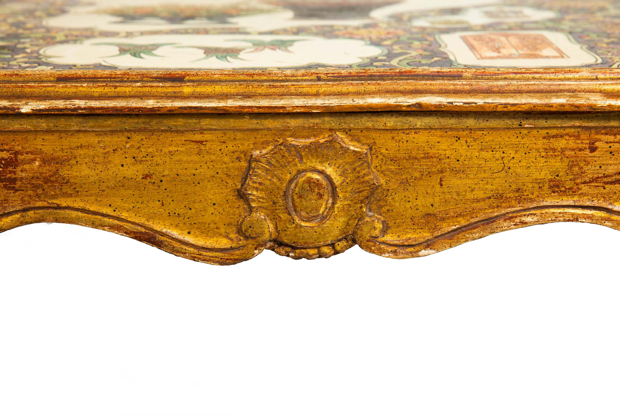 Hollywood Regency Low Coffee Table w/ Polychromed Top