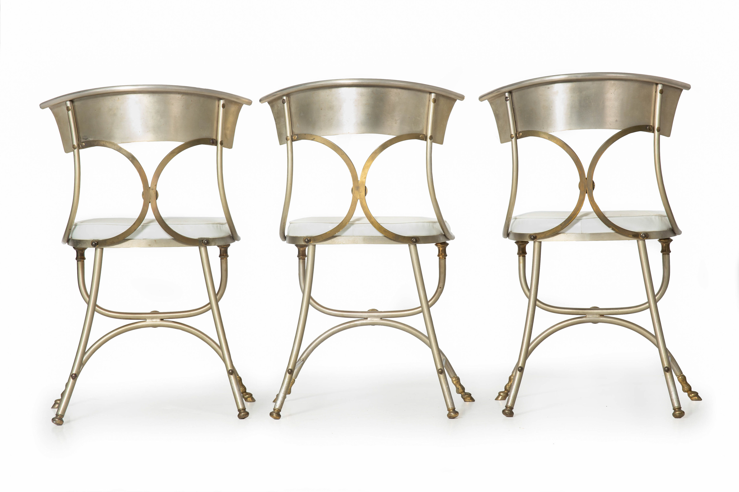 Italian Steel and Brass Dining Chairs | manner of Maison Jansen