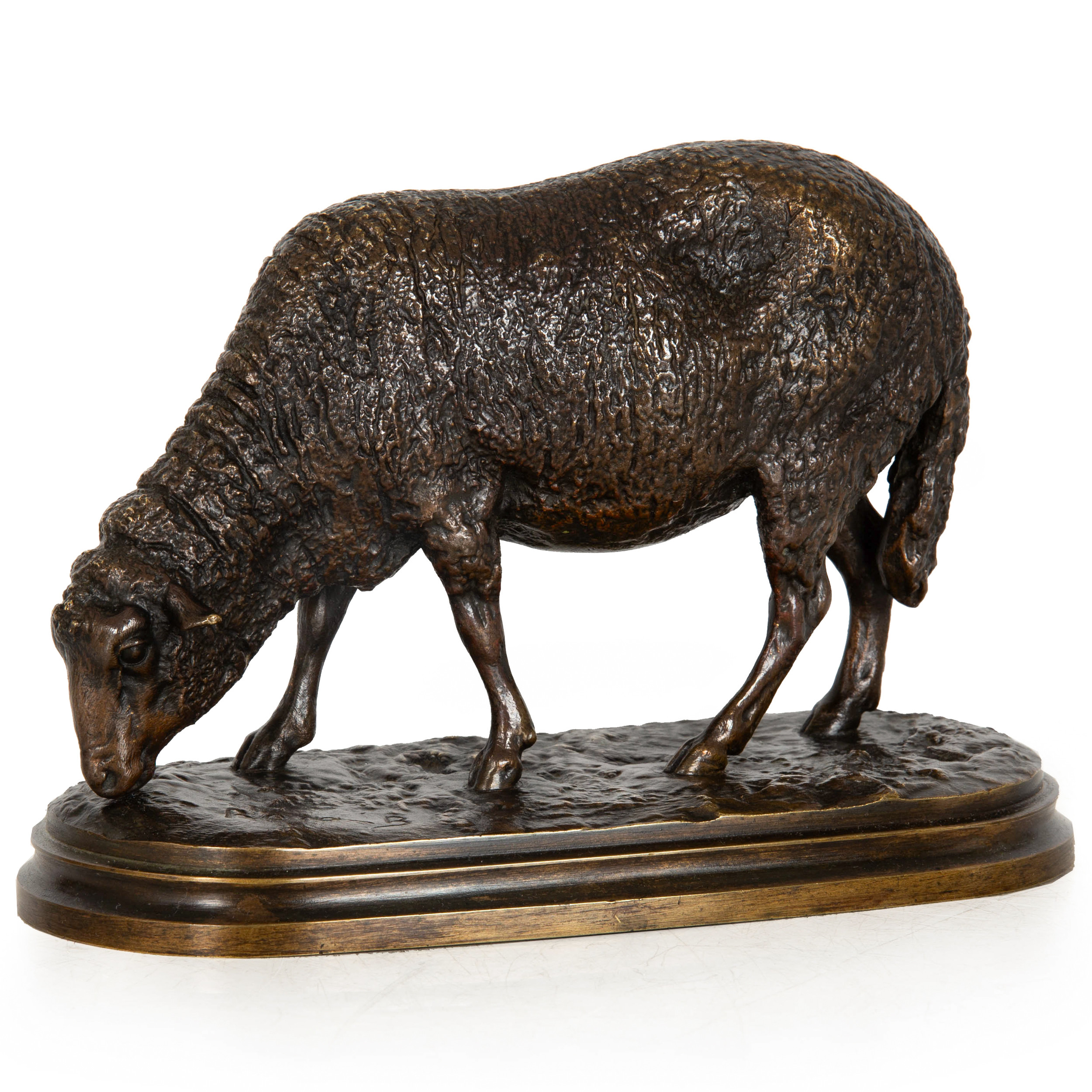 Bronze Sculpture of “Mouton Broutant” by Rosa Bonheur (French