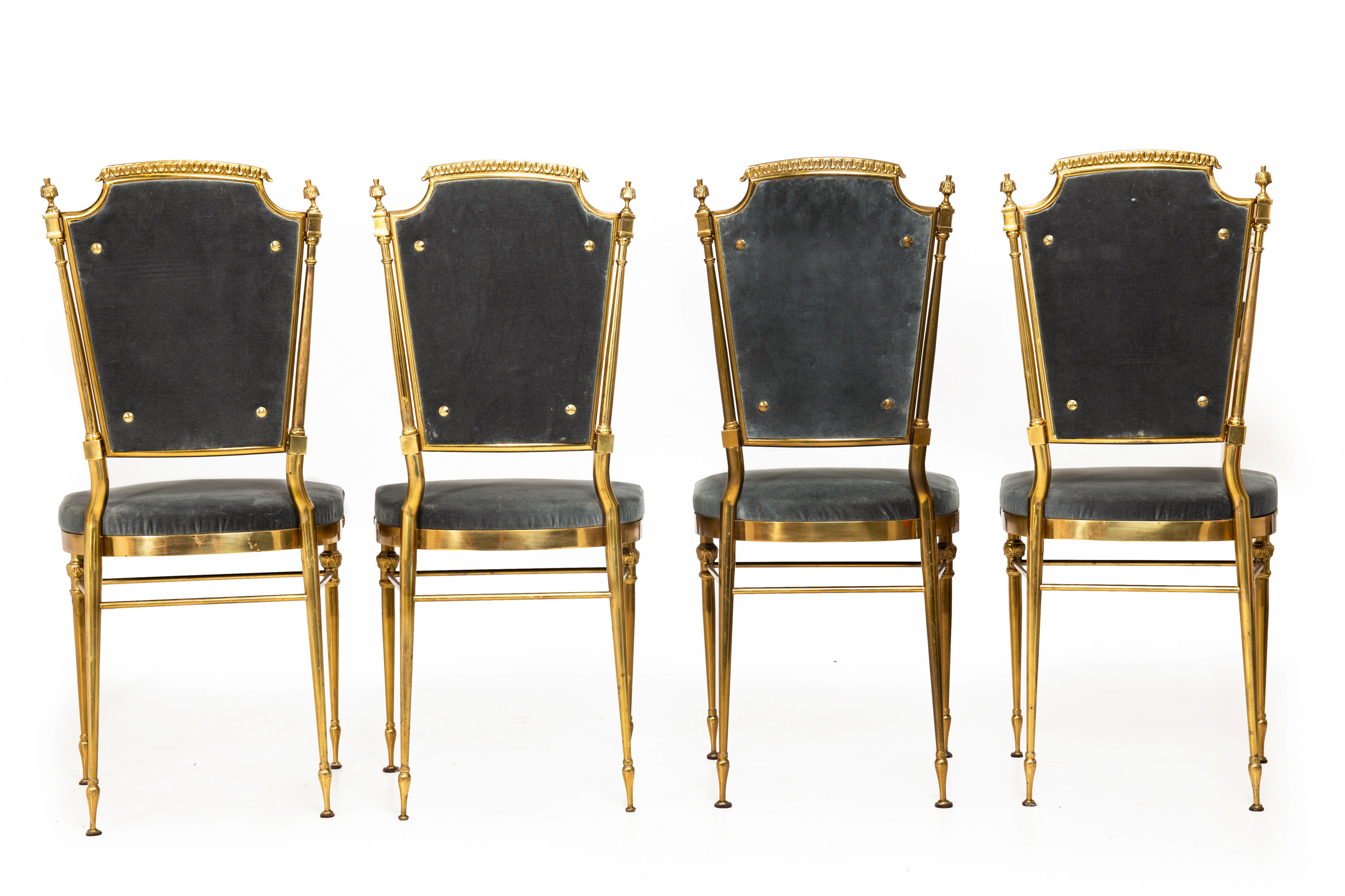 old maison chair ① Eight Brass Dining Chairs ca. 1950 | manner of Maison Jansen