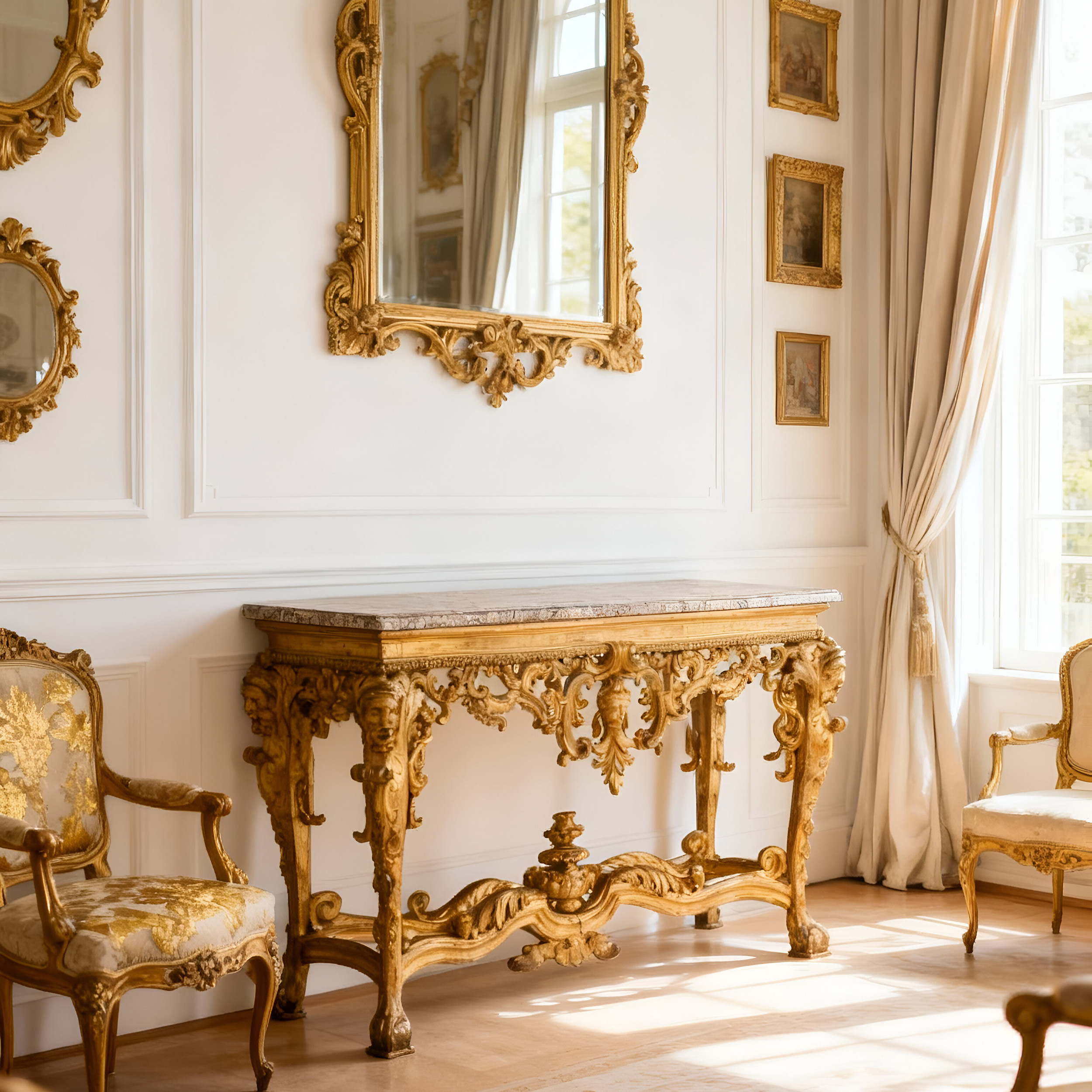 Italian Rococo Giltwood Console Table of 