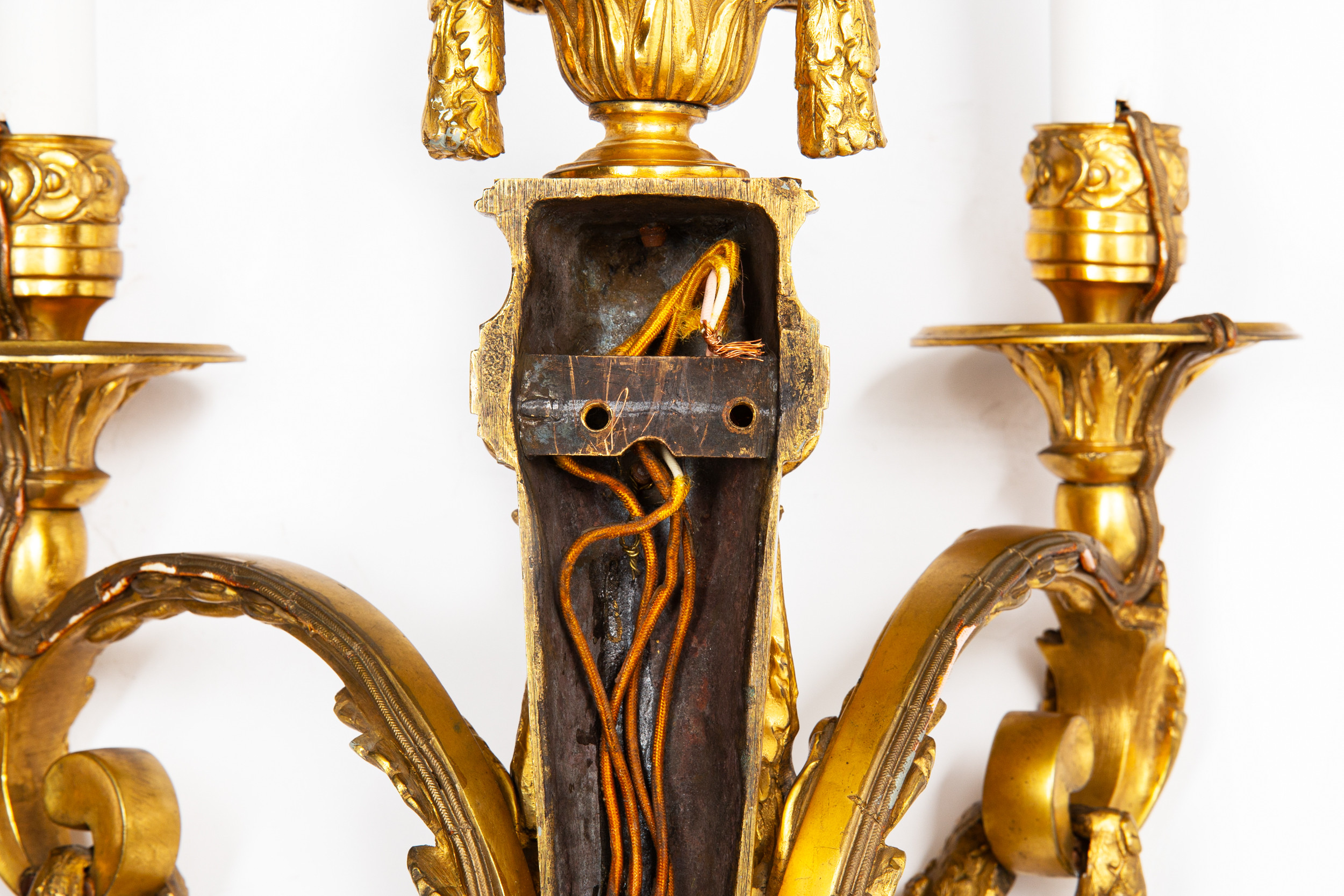 Fine Pair of Louis XVI Style Gilt Bronze Wall Sconces