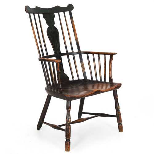 English Painted Elm Windsor Arm Chair | 19th century