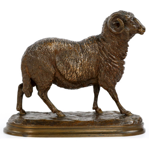 Isidore Bonheur (French, 1827-1901) Bronze Sculpture of a Ram, Peyrol 