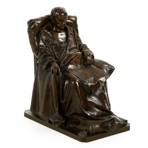 Vincenzo Vela (Italian, 1820-1891) "Last Days of Napoleon", Bronze, Barbedienne