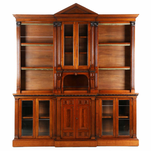 Exceptional Irish Walnut Palladian Bookcase by Strahan & Co. 