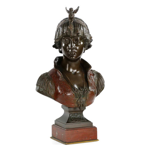 Fine Art Nouveau Cold Painted Bronze Bust of Bianca by Cesare Ceribelli
