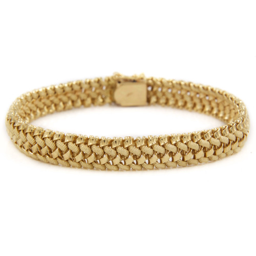 Mid Century Woven 14K Gold Bracelet by POM | Circa 1960s, 7 1/4"