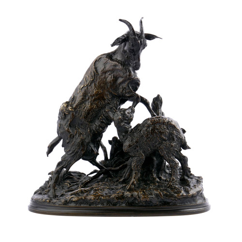 Pierre-Jules Mene Bronze Group of Goat And Kid