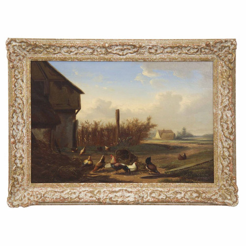  “Farmyard Fowl”, oil on panel c. 1868 | Johan Lodewijk Van Leemputten