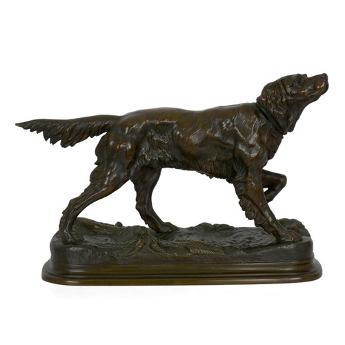"Setter on Point" (1860), bronze sculpture | Jules Moigniez