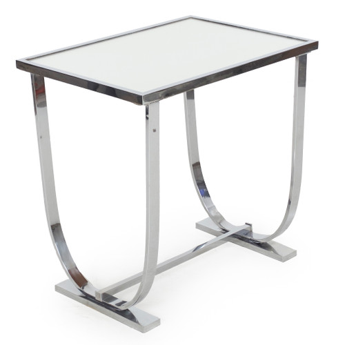 Art Deco Chrome and Mirrored Glass End Table