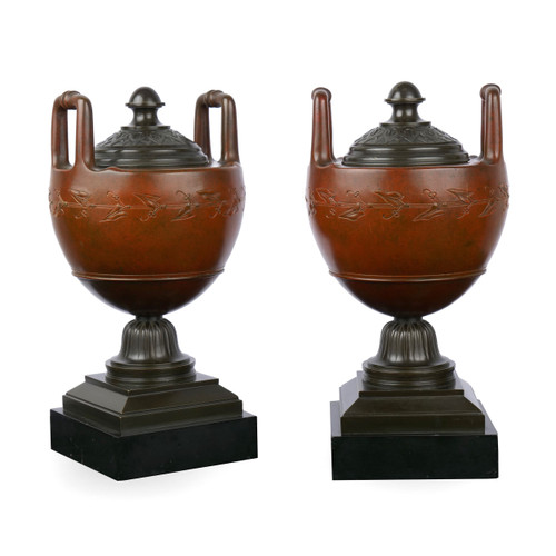 Pair of Polychromed and Patinated Bronze Urns | Circa 1880