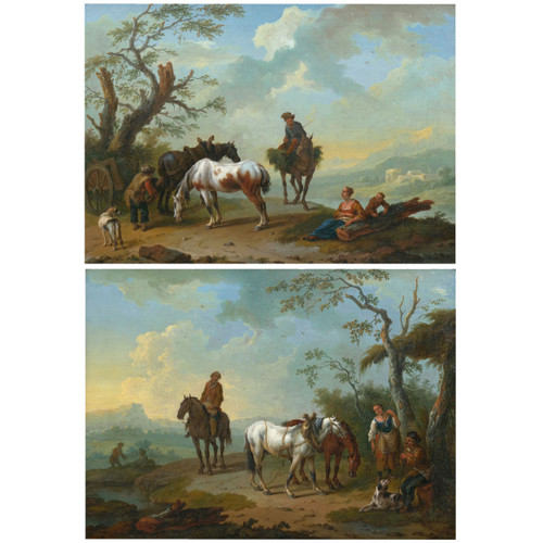 "Resting on the Bluff", a pair of paintings | Pieter van Bloemen