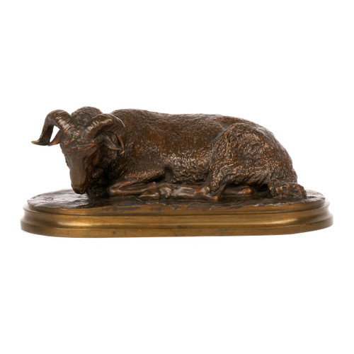 French Bronze Sculpture of "Resting Ram" by Rosa Bonheur