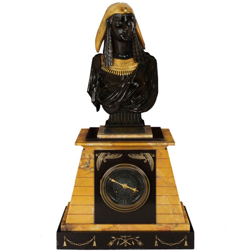 "Bust of Isis" Egyptian Revival Mantel Clock | Pierre Emile Hebert