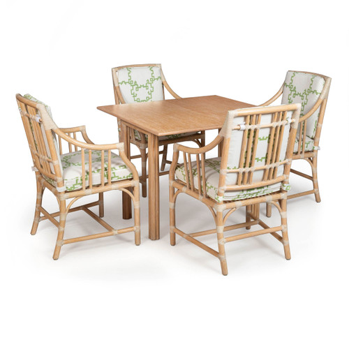 "Balboa" Leather-Wrapped Rattan Arm Chairs and Game Table by McGuire