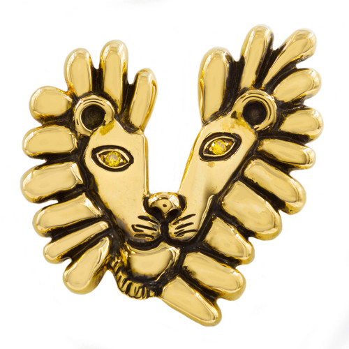 "Lion Picasso" (1997) 14k Gold Pin (or Pendant) by Douglas Brett 