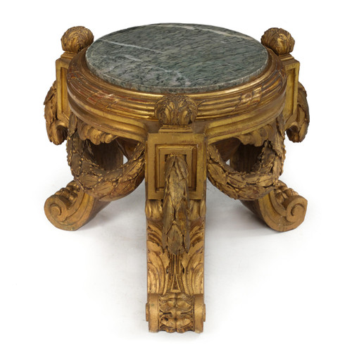 Louis XVI Style Giltwood & Marble Tabouret Stool