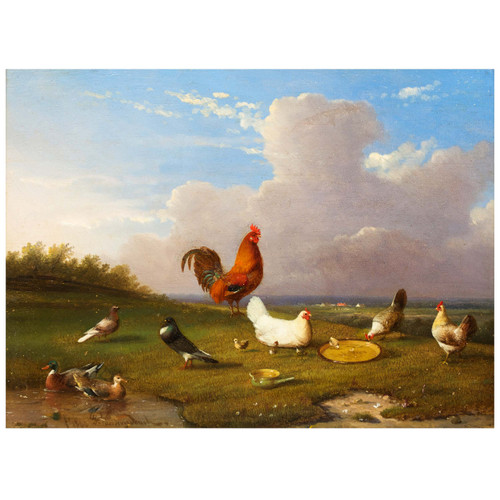 "Poultry in a Landscape" (1860) | Franz van Severdonck (Belgian, 1809-1889)