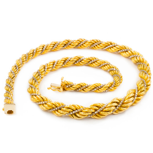 Vintage Gold Graduated-Twist Rope Necklace | 17 3/8" wearable length