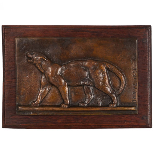 "Walking Leopard", bas-relief plaque | after Antoine-Louis Barye