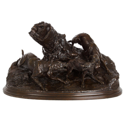 Bronze Sculpture of "The Fox Hunt" (1849) | Pierre Jules Mene