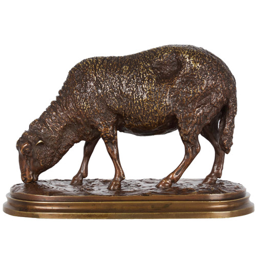 Bronze Sculpture of Grazing Sheep “Mouton Broutant” by Rosa Bonheur