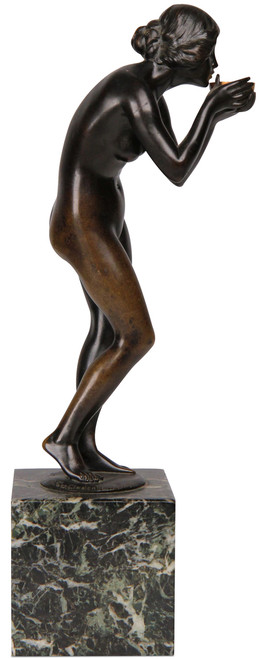 Original Bronze Art Nouveau Sculpture Girl, Victor Seifert (German, 1870-1953)