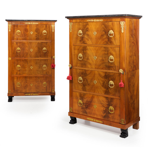 Fine Pair of Empire Style Mahogany Chests