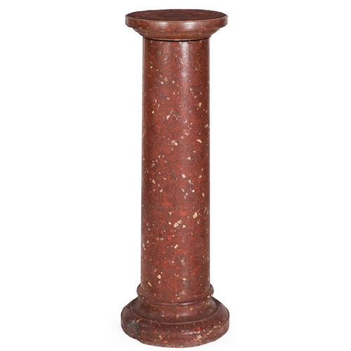 19th Century Turned Porphyry Marble Pedestal w/ Rotating Capital