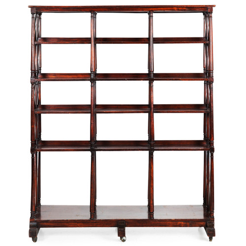 Unusual English Double-Sided Mahogany Bookshelf Bookcase | 19th Century