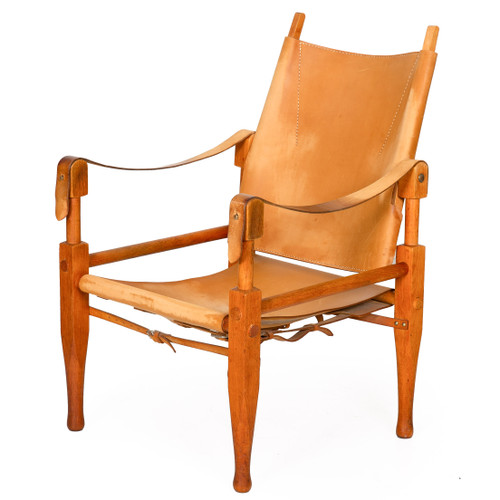 Leather and Oak "Safari" Chair | Wilhelm Kienzle
