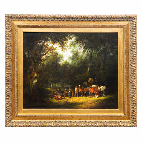 "Lunching in a Wooded Glade" | William Shayer, The Elder [attr.]