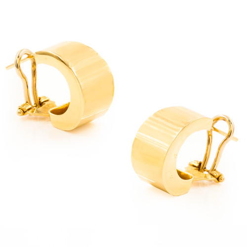 Classic 14k Yellow Gold Flat Huggie Hoop Earrings