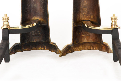 Lighthouse Rostand Pair of American Lighthouse Form Brass Andirons | Rostand