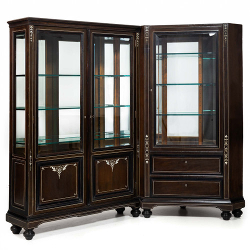 Inlaid Ebony Corner Display Cabinet | Max Bottcher, Germany