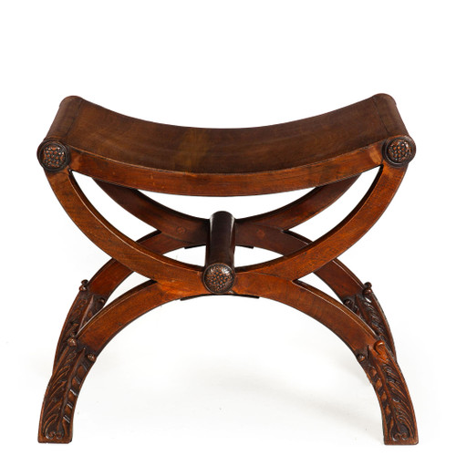 Regency Carved Mahogany Curule Bench | England, ca. 1815