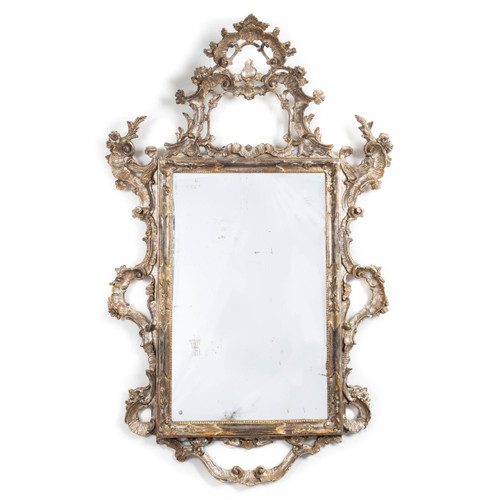 Italian Silver-Gilt Rocaille Carved Wall Mirror | Circa 1870