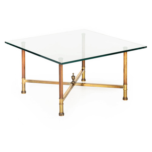 Mid-Century Brass and Glass Cocktail Table | Maison Jansen Mid-Century Brass and Glass Cocktail Table | Maison Jansen