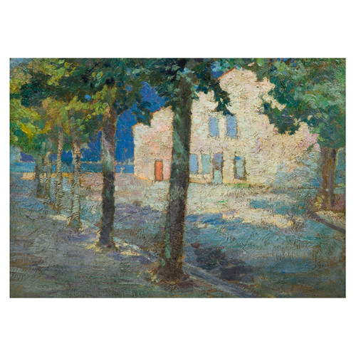 White House on a Tree-Lined Street | Fauvist School
