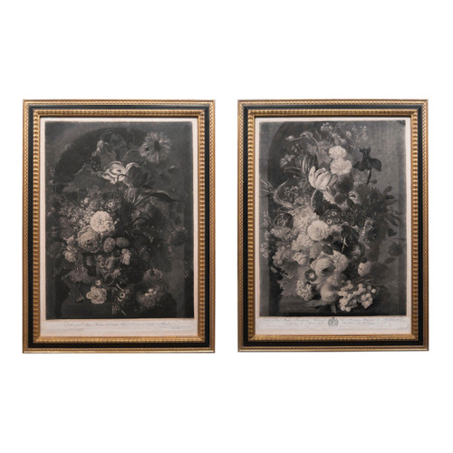 Pair of Still-Life Mezzotints by Johann Pichler after Jan van Huysum Pair of Still-Life Mezzotints by Johann Pichler after Jan van Huysum