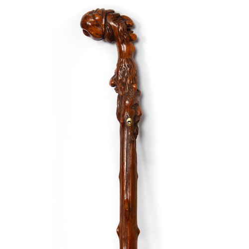 Folk Art Whistle Cane with Carved Whimsical Figures