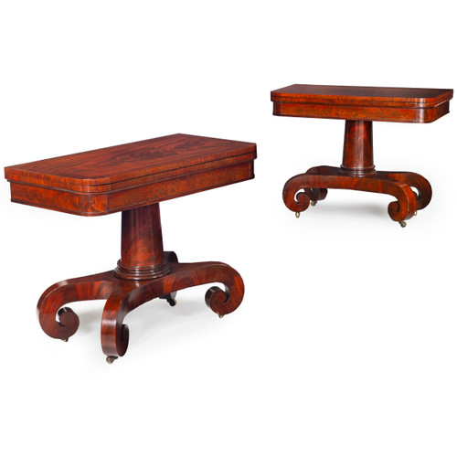 Pair of American Classical Mahogany Card Tables