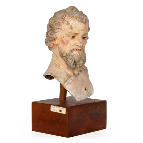 Italian Polychromed Terracotta Bust of a Saint