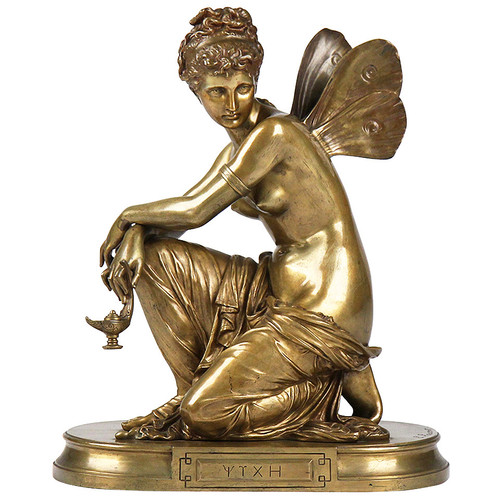 Eugene Laurent (1832-1898) Antique Bronze Sculpture of Psyche 
