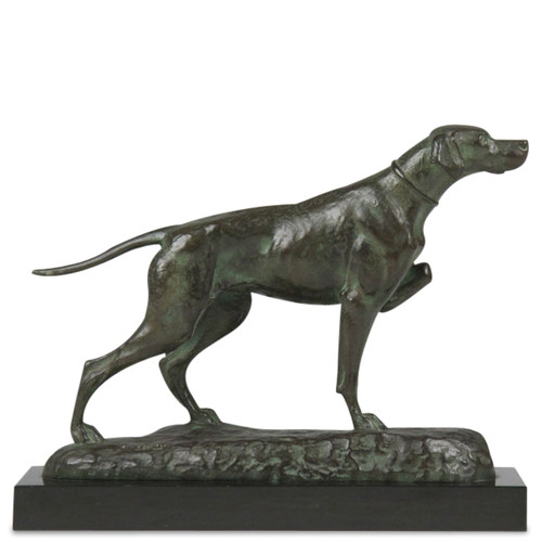 Louis Riche (French, 1877-1949) Fine Antique Bronze Sculpture of Pointer Dog 
